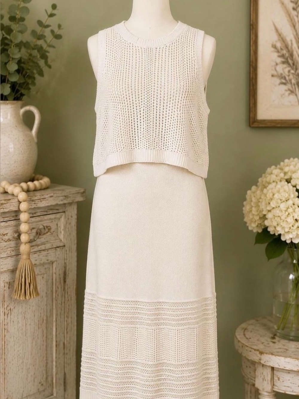 Rachel Zoe Cream Knit Skirt Set NWT